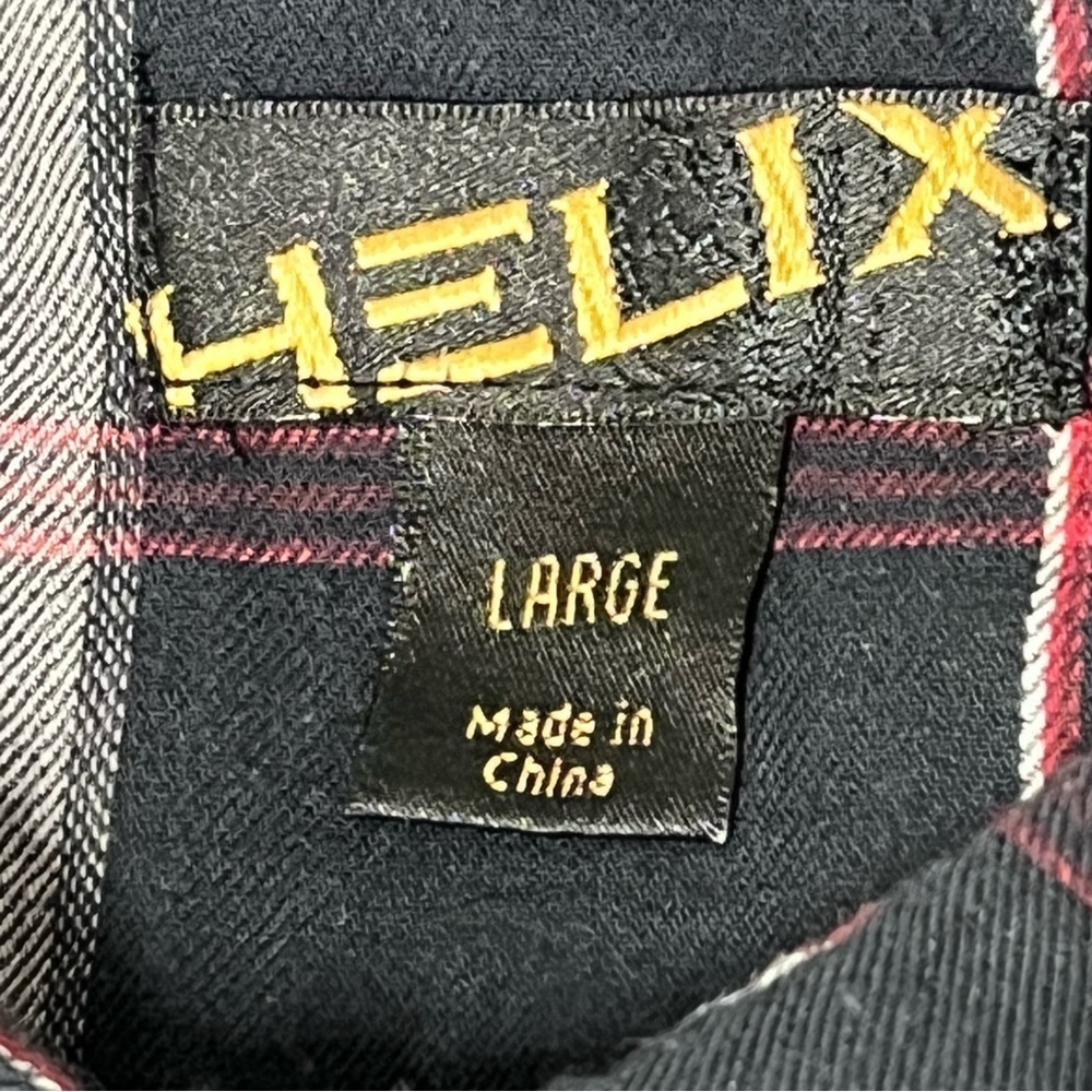 HELIX Western Red Black Plaid Long Sleeve Button Down Men's Shirt Size L - Picture 14 of 16